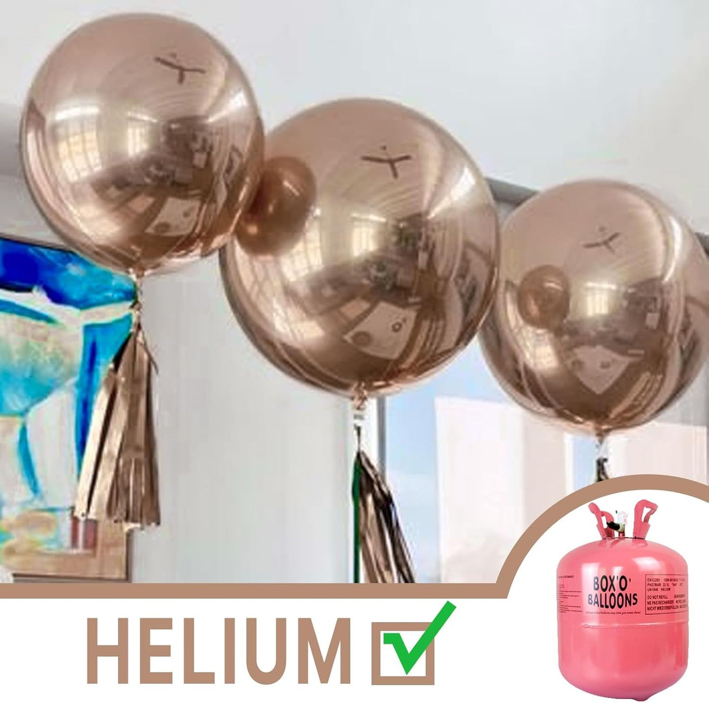 PartyWoo Metallic Rose Gold Balloons - 36 Inch Chrome Champagne Gold Latex | 4pcs for Weddings & Celebrations