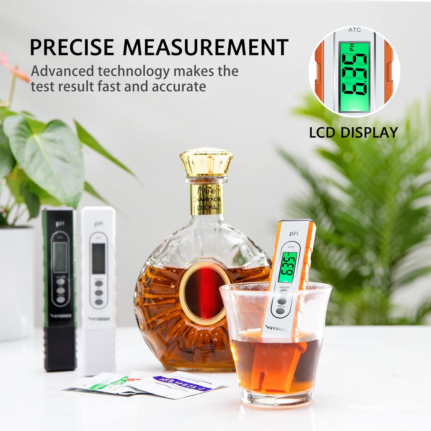 VIVOSUN PH Meter Digital PH Tester Pen 0.01 High Accuracy Water Quality Tester with 0-14 PH Measurement Range for Household Drinking, Pool and Aquarium, with ATC, Army Green