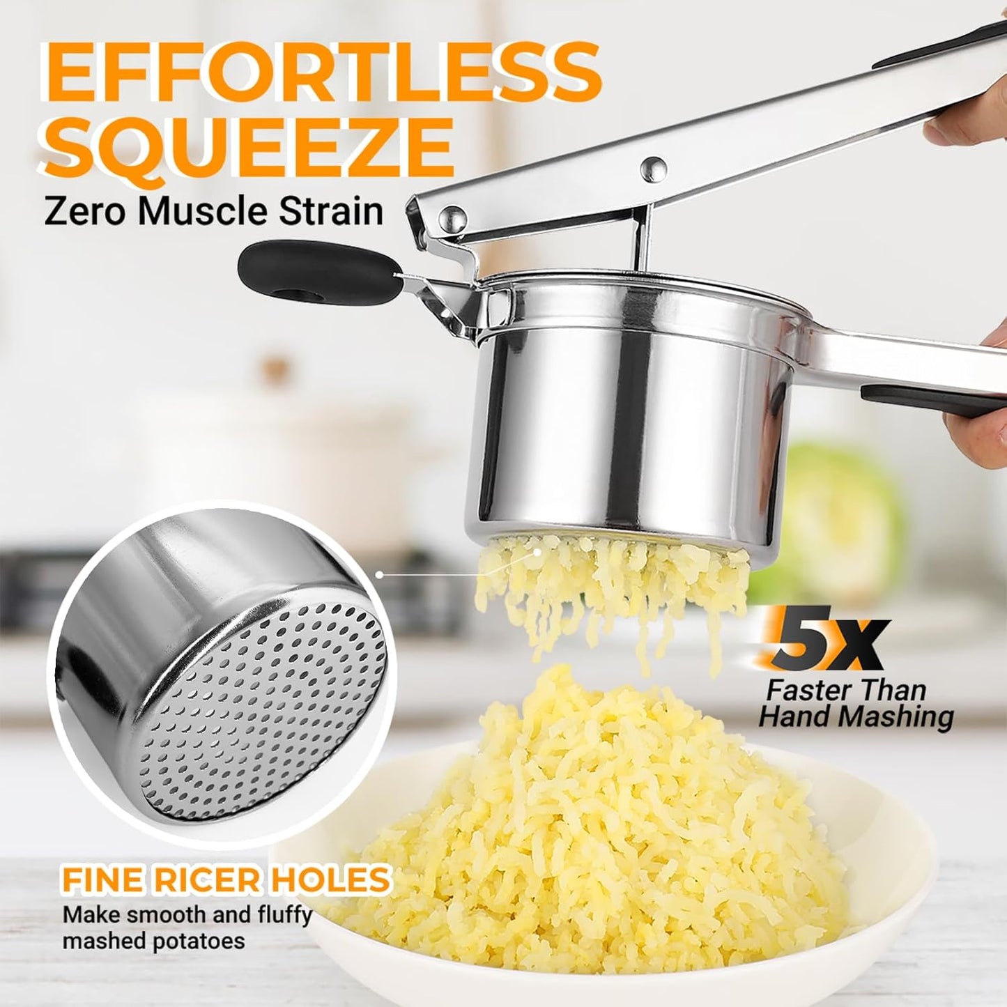 Stainless Steel Potato Ricer by [Brand Name] - Heavy Duty Masher with 3 Interchangeable Discs | Perfect for Mashed Potatoes & Spaetzle