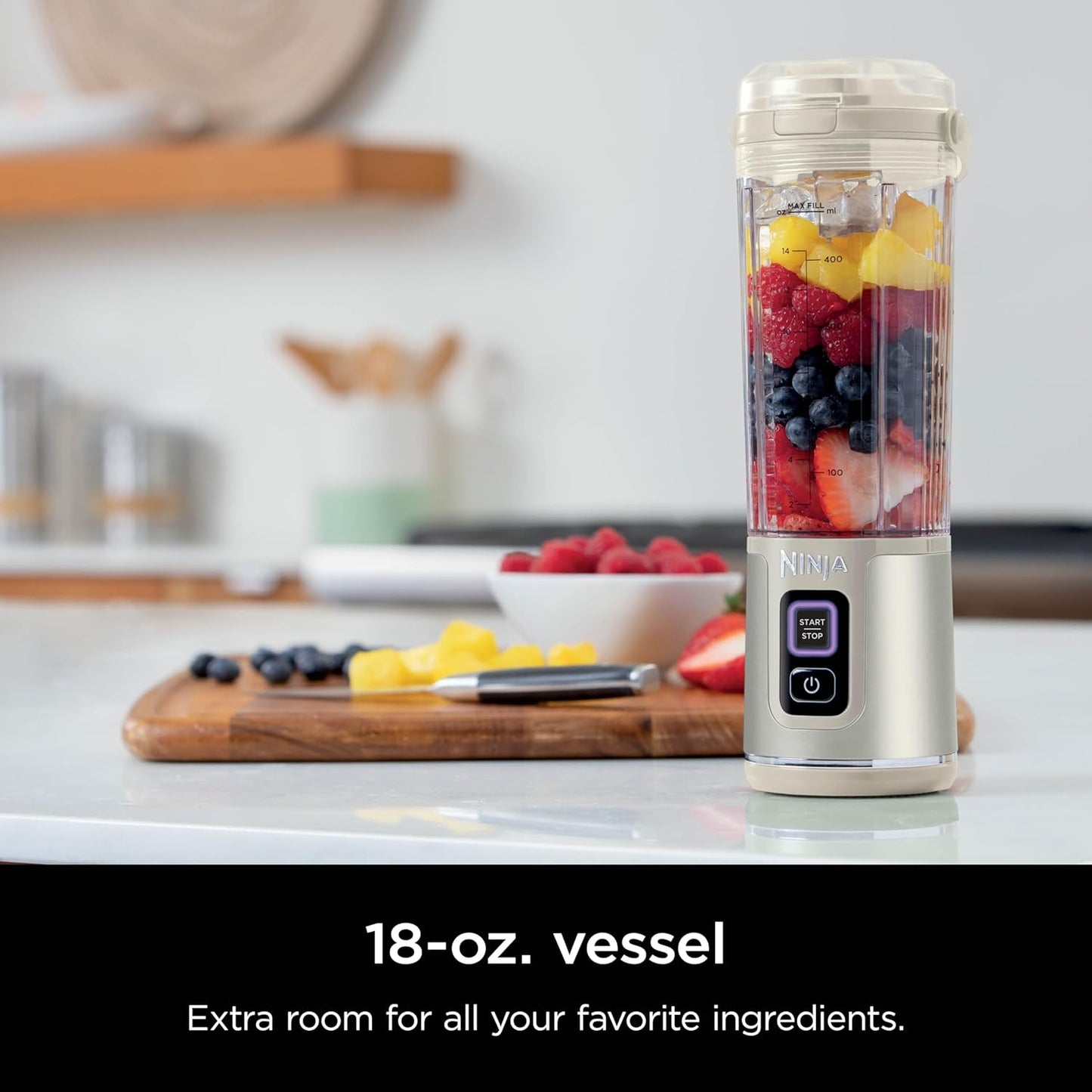 Ninja Blast Portable Blender - Cordless 18oz Personal Blender for Shakes & Smoothies | BPA-Free, USB-C Rechargeable, Vanilla Bean