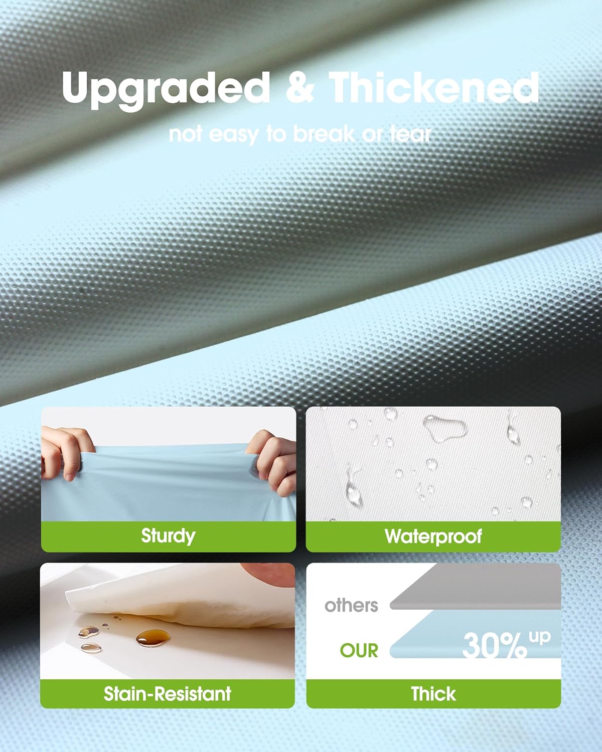 Pureegg Disposable Plastic Tablecloths - 8 Pack, Leakproof & Sturdy, 54 x 108 Inch, Baby Blue for Easter, Picnics & Weddings