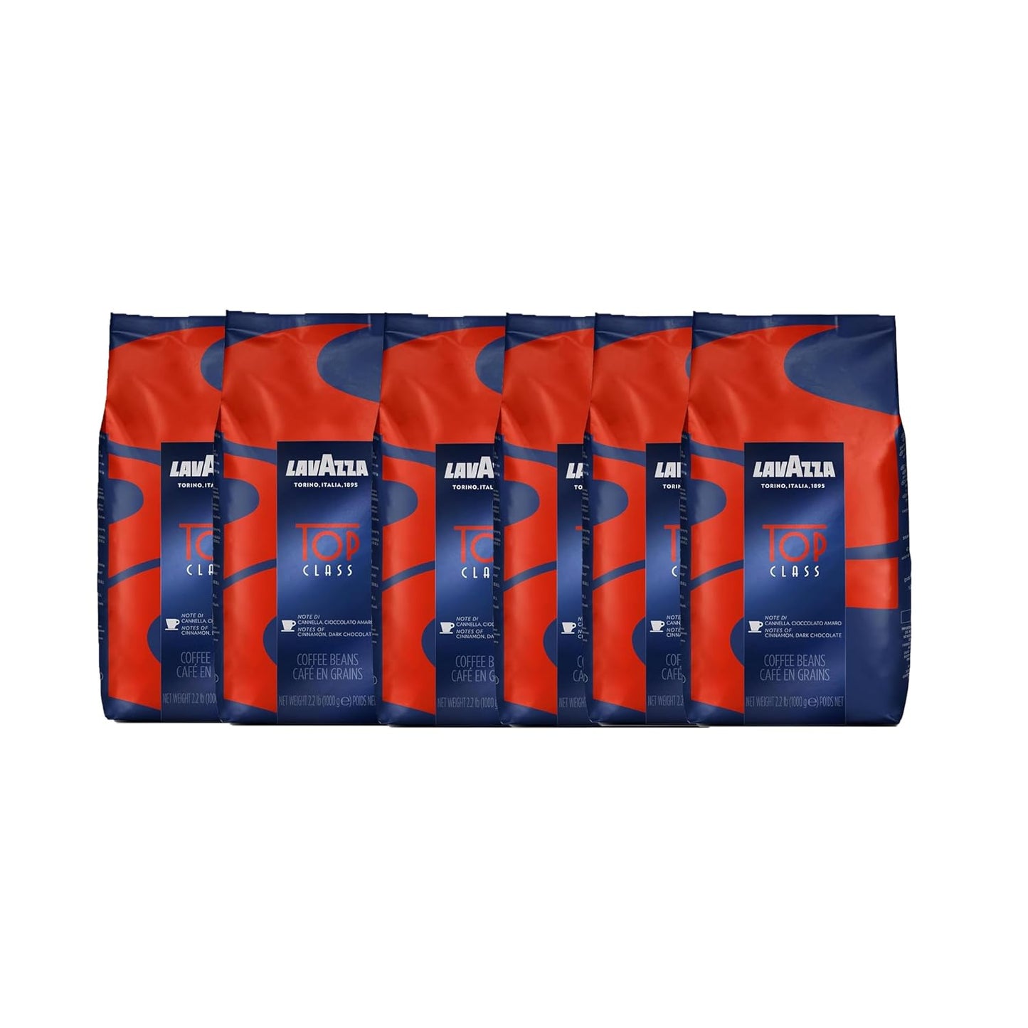 Lavazza Whole Bean Coffee - Top Class Medium Espresso Roast, 2.2LB | Pack of 6