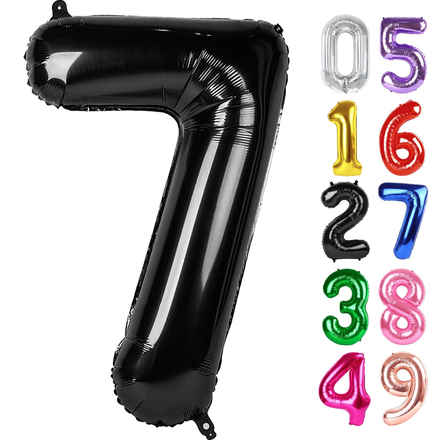 Black Number 7 Balloon 40 Inch, 7th Birthday Party Decorations for Children, Giant 7 Foil Balloon for Party Supplies