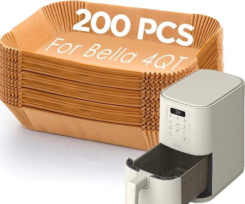 Bella Air Fryer Liners - Rectangle Air Fryer Paper Liners | 200PCs for 4Qt Ninja & Bella Models
