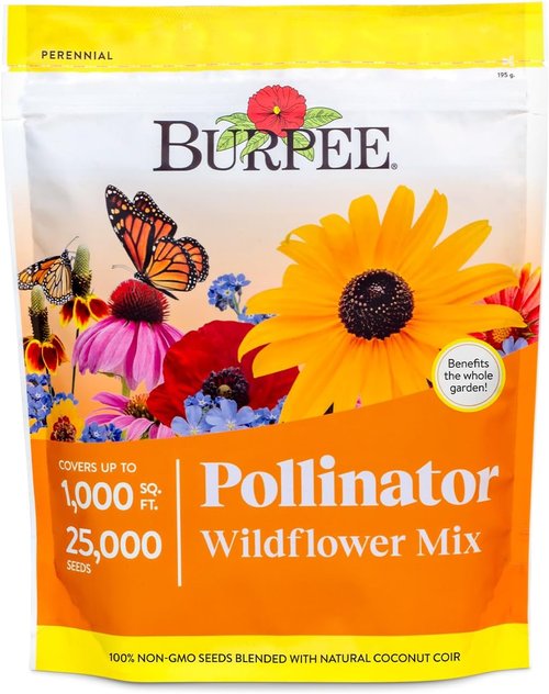 Burpee Wildflower Seeds - 25,000 Bulk Non-GMO Pollinator Mix - 18 Varieties for Vibrant Gardens