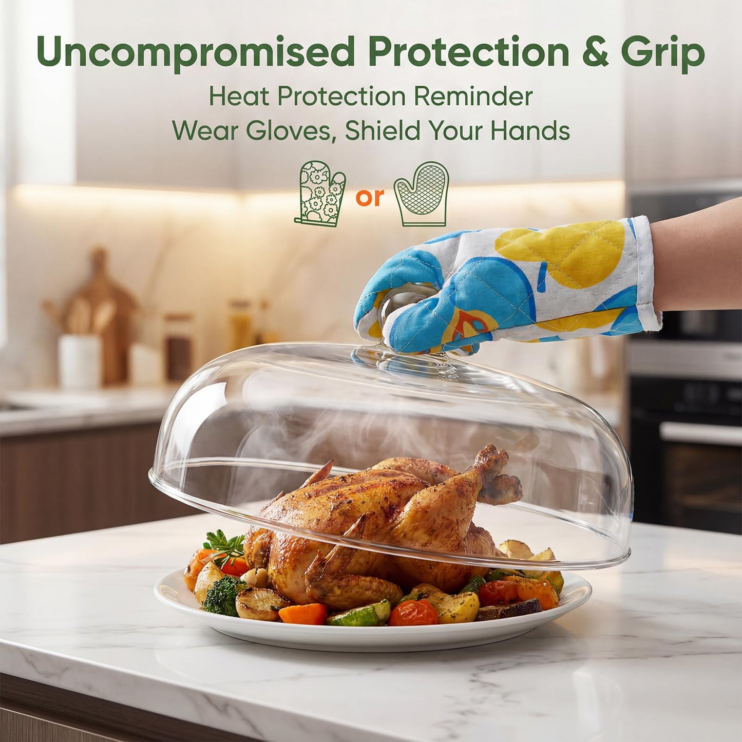 12" Borosilicate Glass Microwave Splatter Cover, Large Clear Food Cover with Handle, 12-Inch Plate Lid, BPA-Free, Heat-Resistant & Dishwasher-Safe Microwave Splatter Guard for Reheating