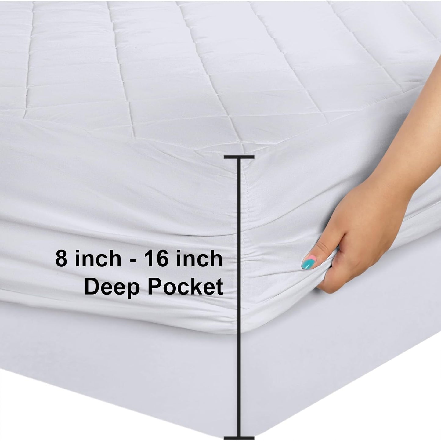Utopia Bedding Quilted Mattress Pad - Twin Size Deep Pocket Protector | Machine Washable White