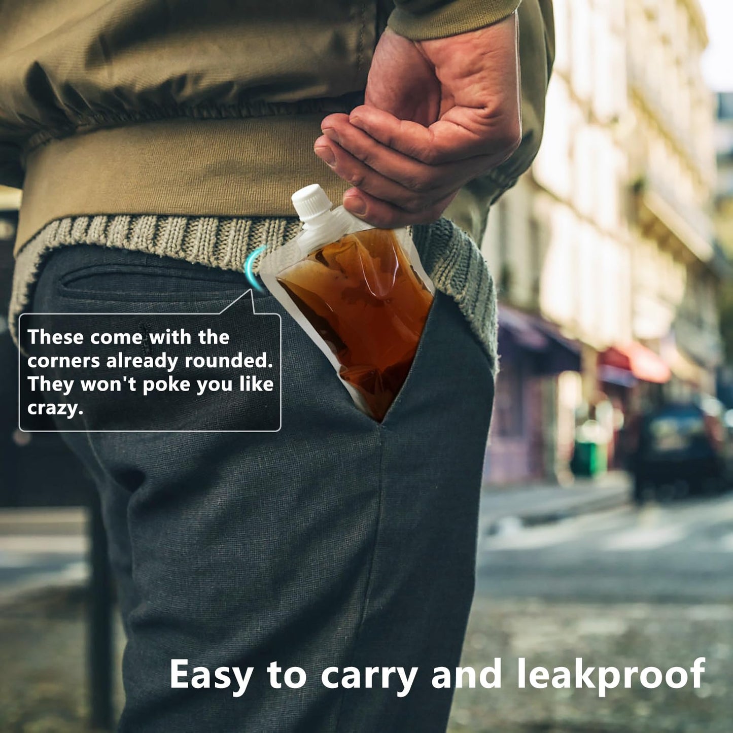 Keon Plastic Pouches - Leak-Proof, Reusable, Flexible Juice Bags, BPA-Free for Travel, Outdoor Sports, Concerts, Events