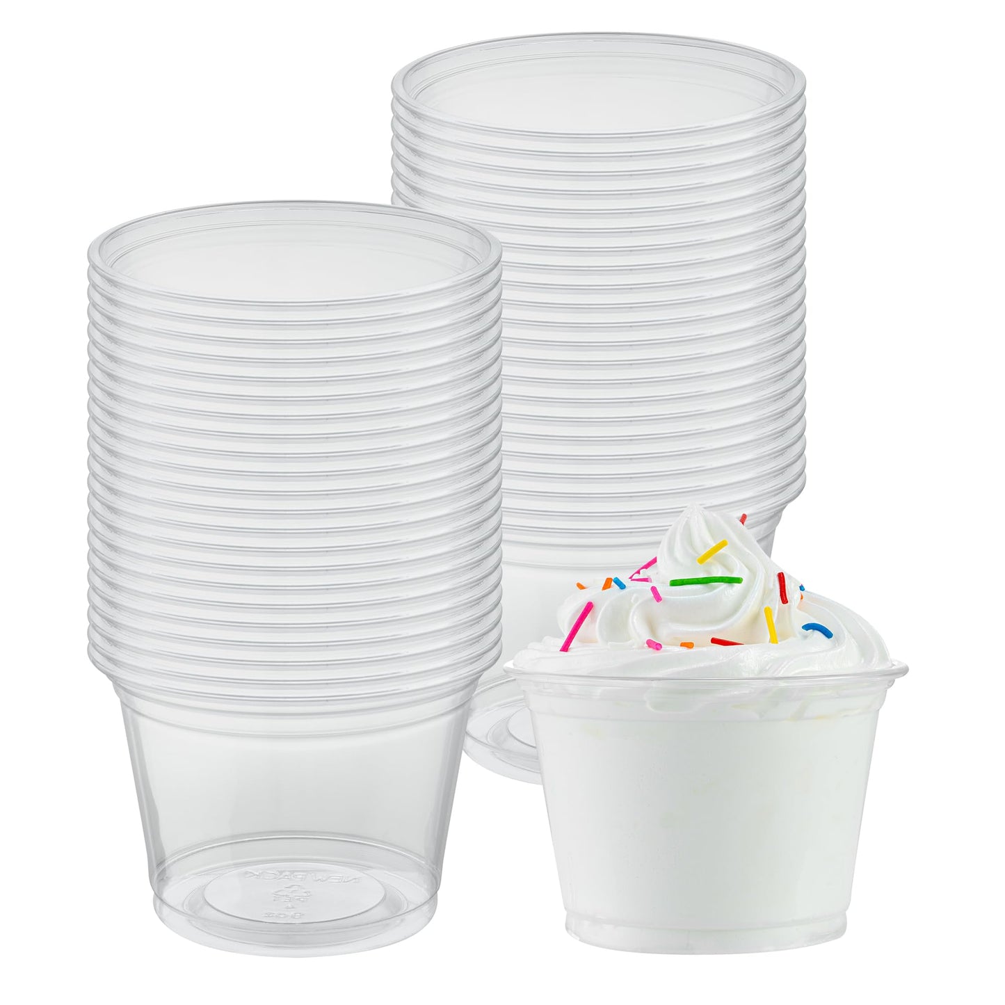 RW Base 9 Ounce Round Ice Cream Cups, 500 Disposable Parfait Cups - Lids Sold Separately, Premium, Clear Plastic Dessert Cups, Serve Frozen Yogurt, Mousse, Pudding, Great For Parties - Restaurantware