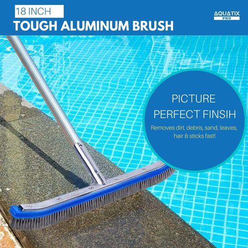 Aquatix Pro Pool Brush Head - 18" Heavy Duty Stainless Steel Bristles for Effective Wall & Floor Cleaning