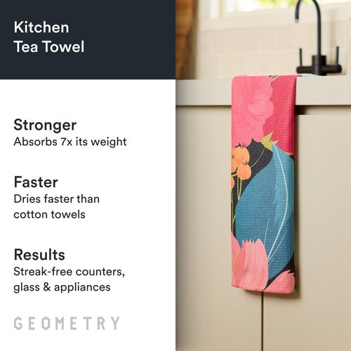 GEOMETRY Kitchen Tea Towels - Quick Dry Microfiber Dish Towels for Kitchen My Garden, 18" x 30" 1 Pack