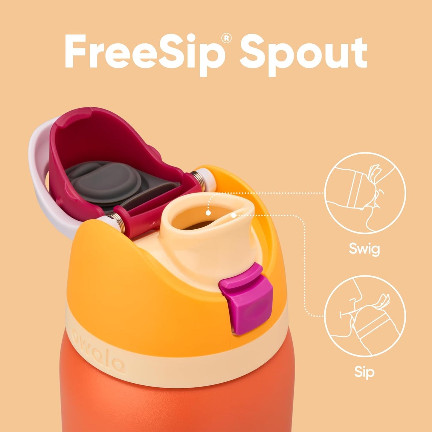 Owala FreeSip 32 oz Insulated Stainless Steel Water Bottle - BPA-Free, Straw Design for Sports & Travel | Citrus Crush