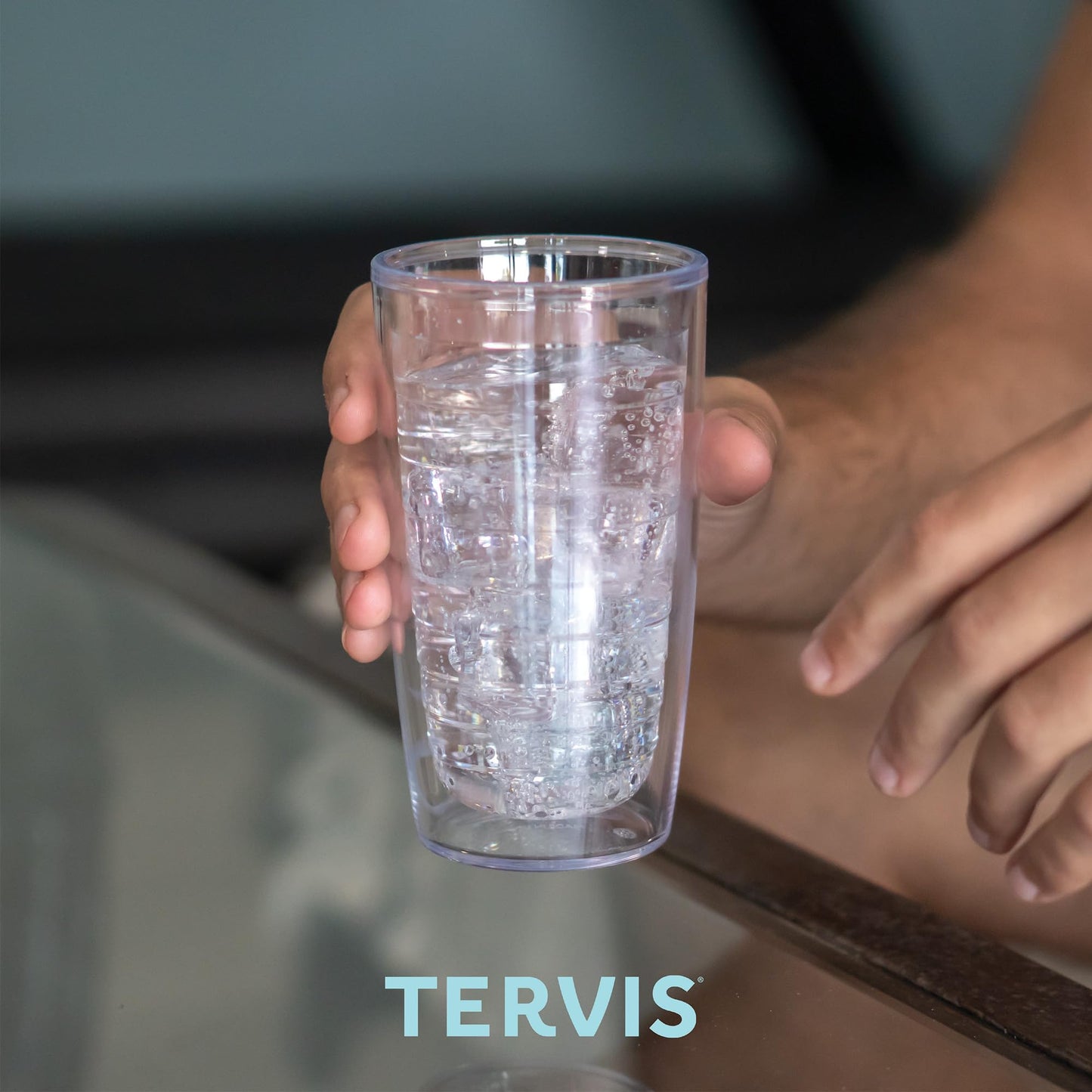 Tervis Clear & Colorful Tabletop Made in USA Double Walled Insulated Tumbler Travel Cup Keeps Drinks Cold & Hot, 16oz - 4pk, Clear