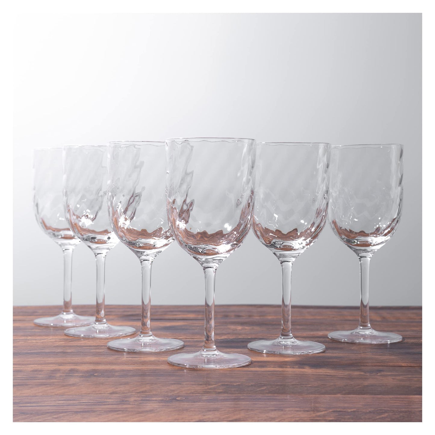 KOXIN-KARLU Unbreakable Classic 14 ounce All-Purpose Plastic Stem Wine Glasses Acrylic Glasses, Set of 6 Clear