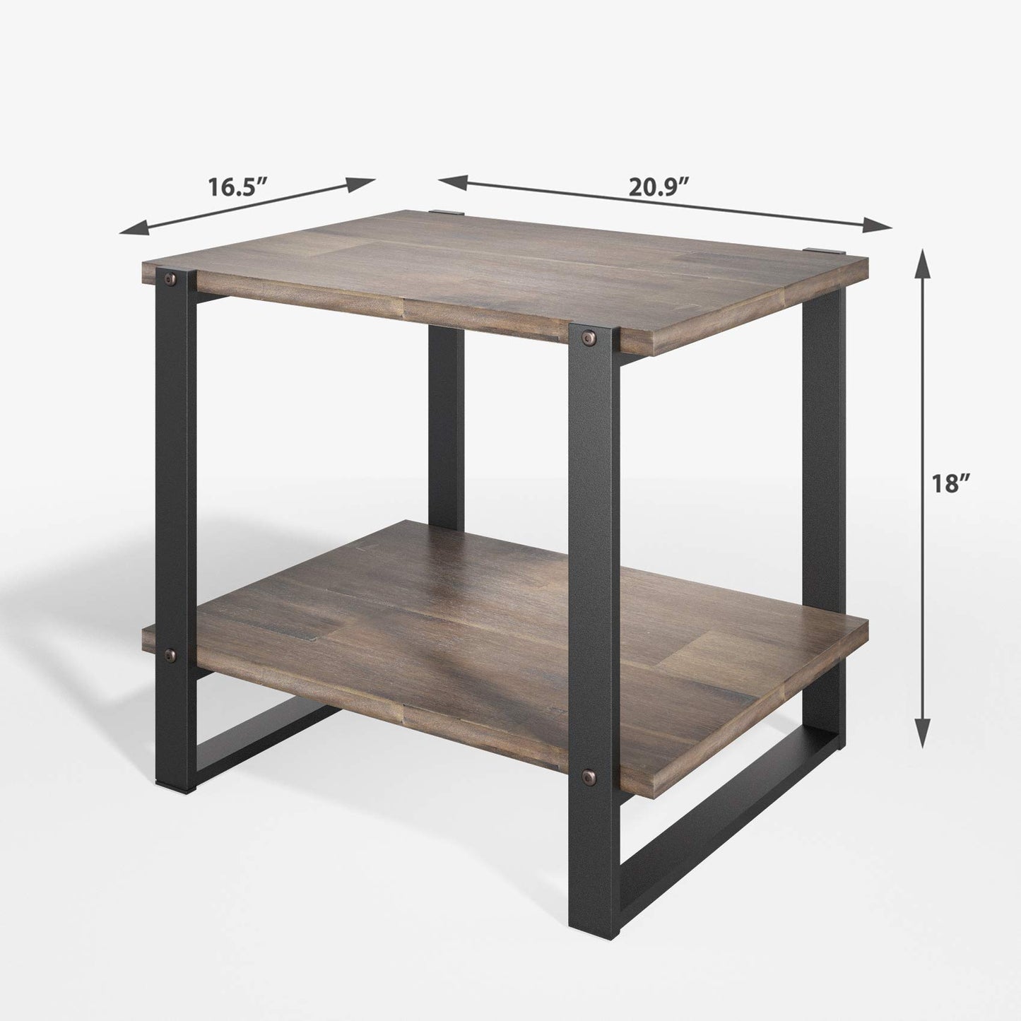 Zinus Brock 21 Inch Solid Wood Side Table, End Table, Easy Assembly, Brown