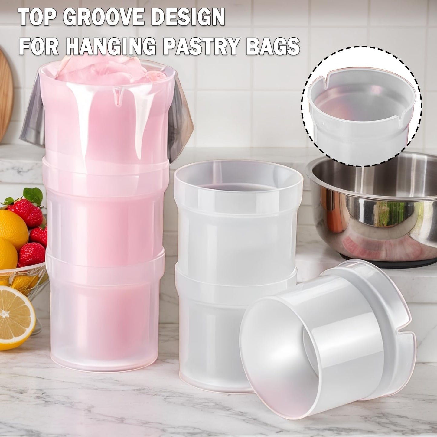 Runspich Pastry Piping Bag Holder Stand for Filling, Translucent Clear Plastic Cream Icing Bag Rack, Cake Decorating Tools (1 Pcs)