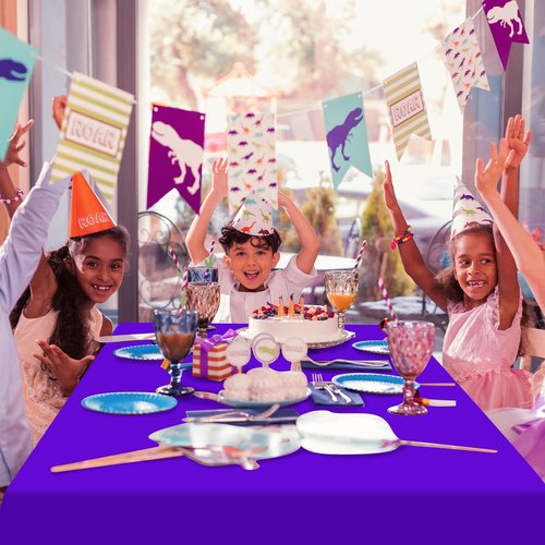 16 Pack Purple Plastic Tablecloth for Rectangle Tables, Premium Decorative Purple Disposable Table Cloths for Parties, Rectangle Party Table Cover for Birthday Anniversary Graduation, 54x108 Inch