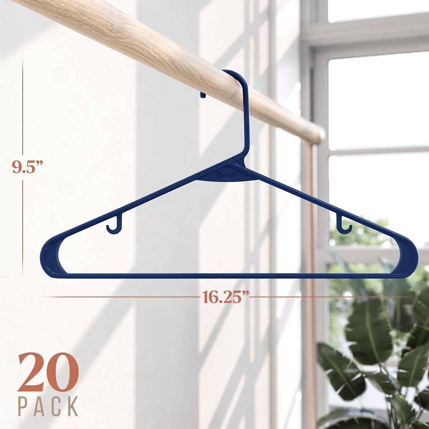 Skiennix Plastic Hangers 20 Pack - Navy Blue Clothes Hangers for Space-Saving Closet Organization