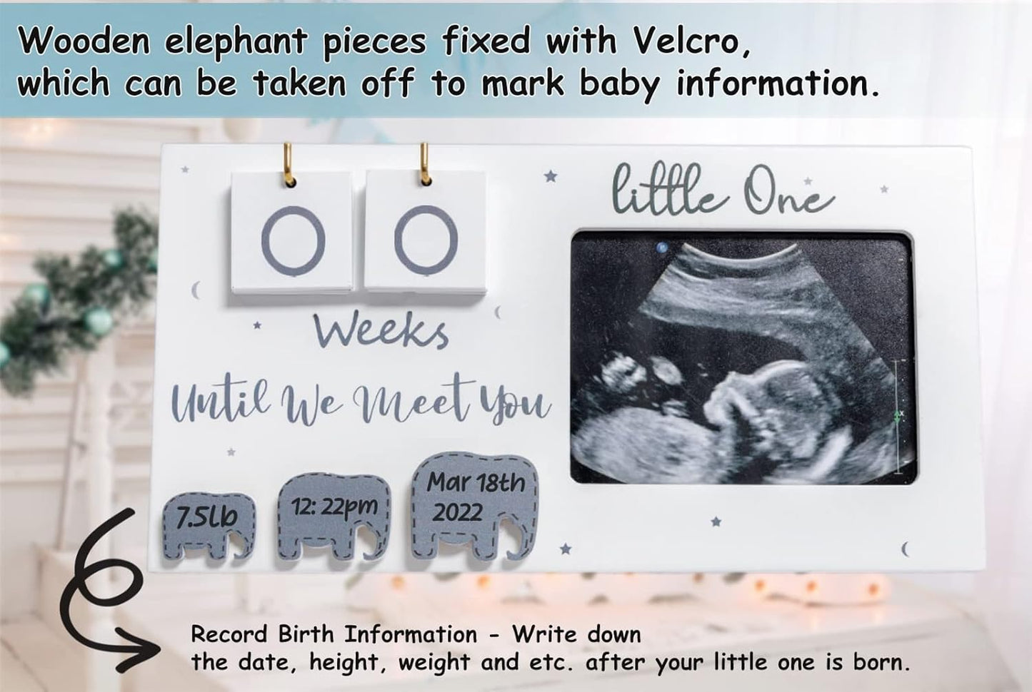 Sonogram Picture Frame - Ultrasound Photo Frame with Baby Countdown Weeks | Perfect Pregnancy Gift for Expecting Parents