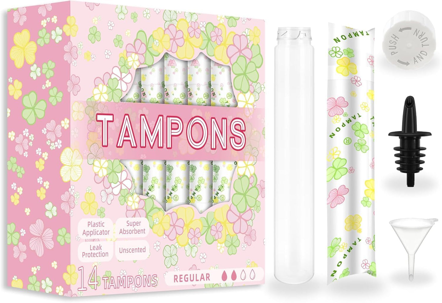 JUSONEY 14 Pack Tampon Flasks (21oz Total) Hidden Flasks for Liquor, Hidden Alcohol Container for Cruises,Nightclubs and Sports Events, Leakproof, Discreet & Easy Fill with Funnel