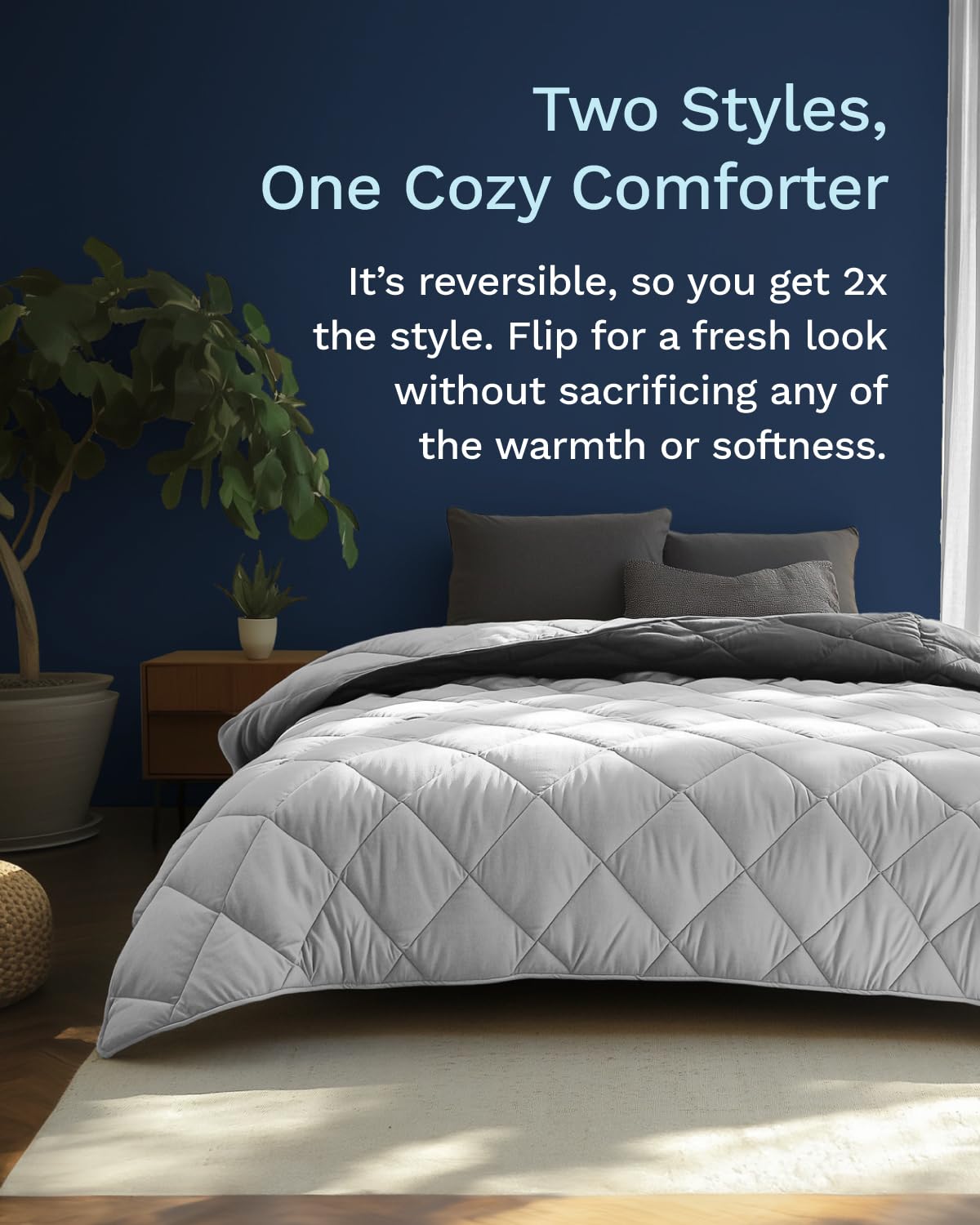 ViscoSoft King Comforter - Cloud-Soft Down Alternative Duvet Insert, All Season Cooling Lightweight Reversible Quilted Blanket for Bedroom & Guest Room, Oeko-TEX Certified, Light/Dark Gray