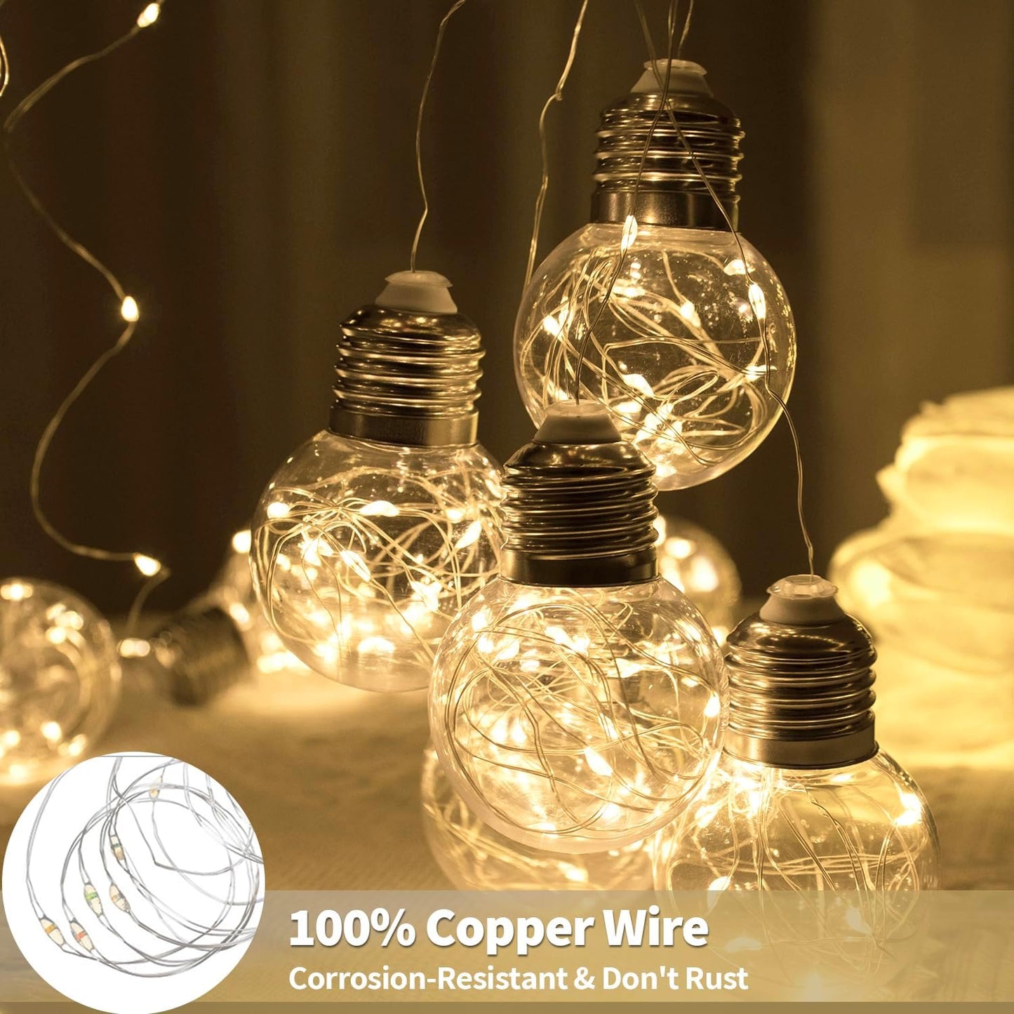 YOLIGHT 200 LED Wishing Ball Curtain Lights - Remote-Controlled Twinkle Fairy Lights | Warm White for Weddings & Decor