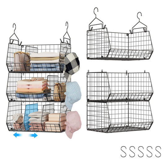 Jautokerdar 3 Tier Closet Hanging Shelves with Divider, Extra Large Closet Organizers and Storage, Clothes Hanging Organizer Clothing Sweaters Handbags Clutches Accessories