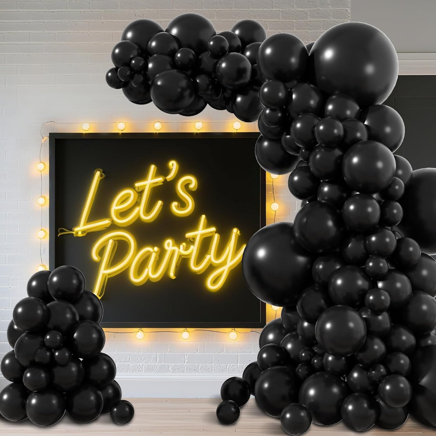 Amandir 153-Piece Black Balloon Arch Garland Kit - Matte Latex Balloons for Parties & Celebrations