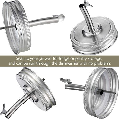 Blulu 4 Pieces Mason Jar Spout Lids for 2.75" Regular Mouth Mason Jar, Pour Oil Spout Lid with Caps