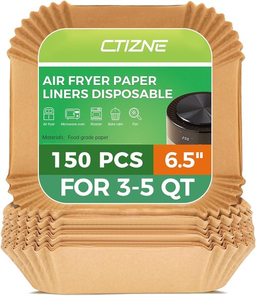 Air Fryer Liners - 150 Pcs Non-Stick 6.5-Inch Square Parchment Paper for Air Fryer & Steamer