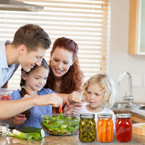 ELAORY Classic 16 Oz Mason Jars, 6 Pack Canning Jars, Regular Mouth, Airtight & Leak Proof, Dishwasher Safe, Microwave & Freezer Safe, 3.2 x 4.5 x 5.5 inches