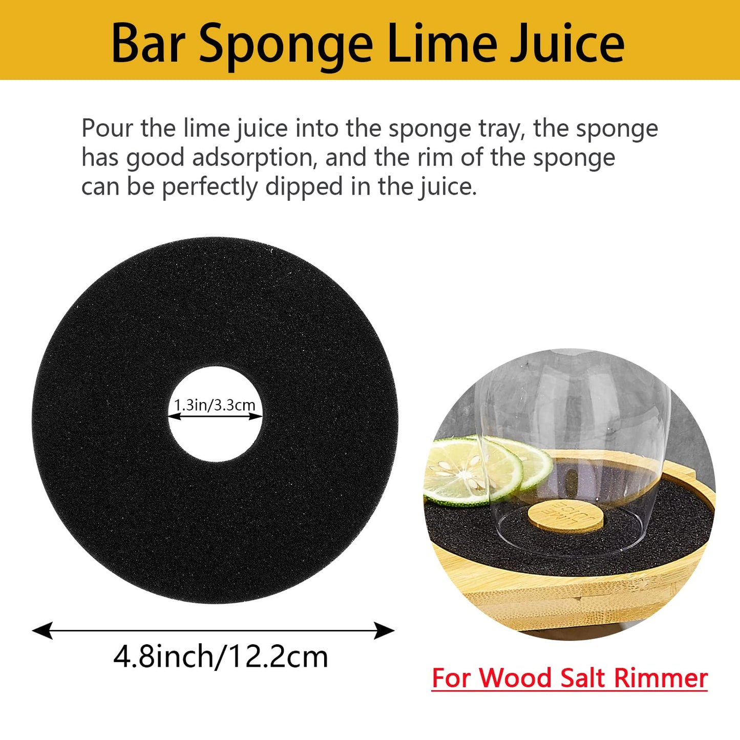 TonJin 2Pcs Bar Salt Rimmer Sponges Black Replacement Sponge for Glass Rimmer, Margarita Salter, Lime Juice
