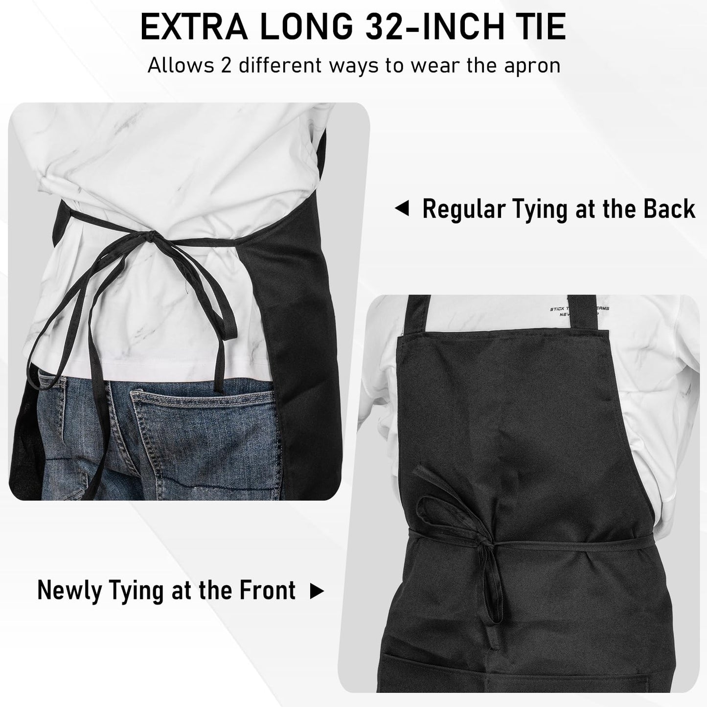 XEMGUE 12 Pack Bib Apron, Unisex Restaurant Kitchen Aprons for Women with 2 Pockets, Chef Aprons for Cooking Men BBQ Painting Drawing Craft Plain Adults, Bulk Black