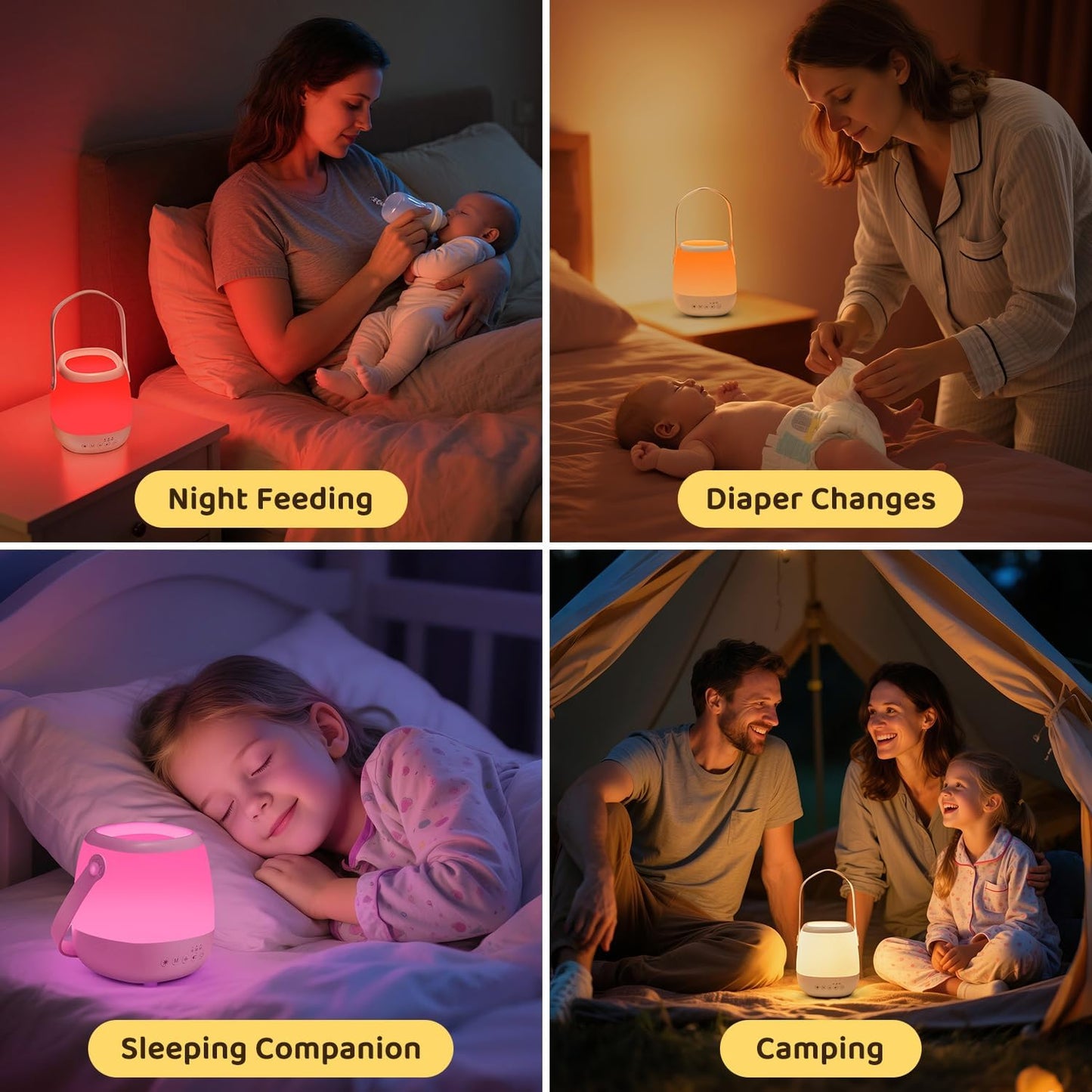 Skiennix Baby Night Light Sound Machine - 35 Colors & 12 White Noises | Portable USB Rechargeable Lamp