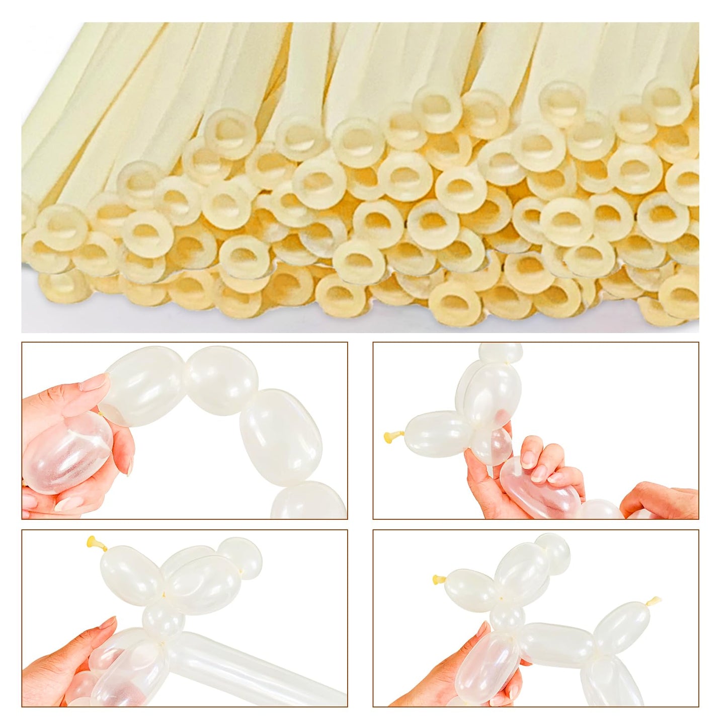LXZFCRG 260 Balloons Clear Long Skinny Latex Balloon for Balloon Animals, 100Pcs Twisting Ballon Shine for Balloons Arch Party Supplies Weddings Birthday (Clear)