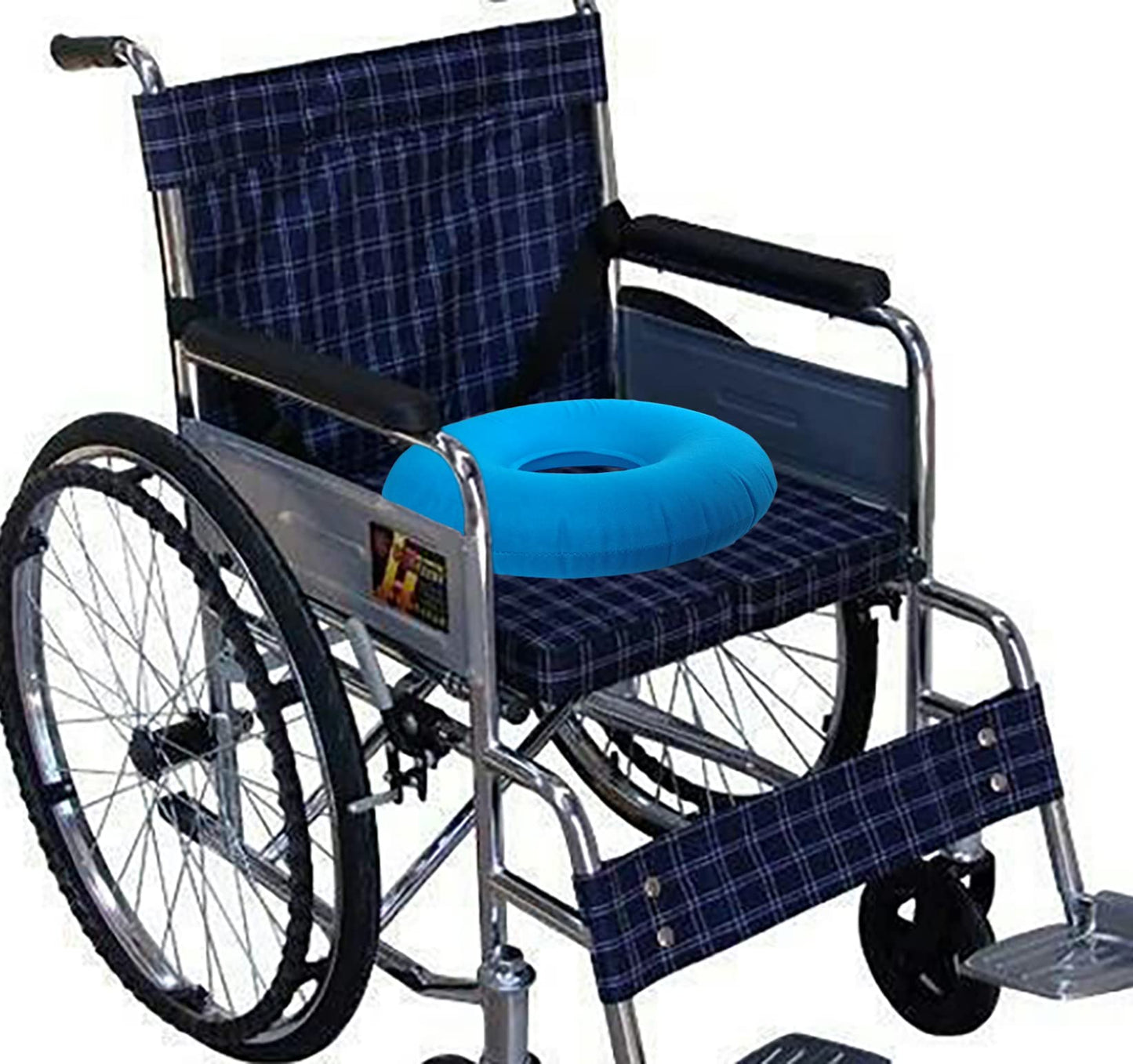 Shineyid Donut Pillow, Inflatable Donut Cushion for Tailbone Pain,Hemorrhoid Seat Cushion (15" Light Blue, Air Pump Included)