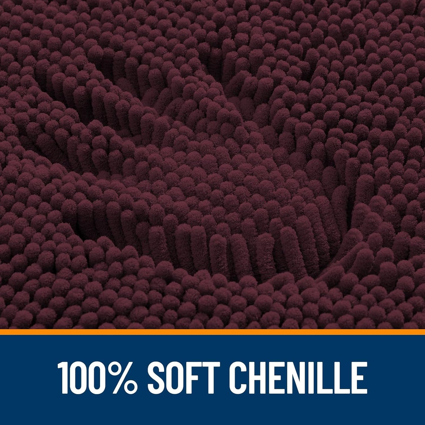 OLANLY Bathroom Rugs - Extra Soft Chenille Bath Mats with Rubber Backing | Quick Dry, Machine Washable, 30x20, Black Cherry