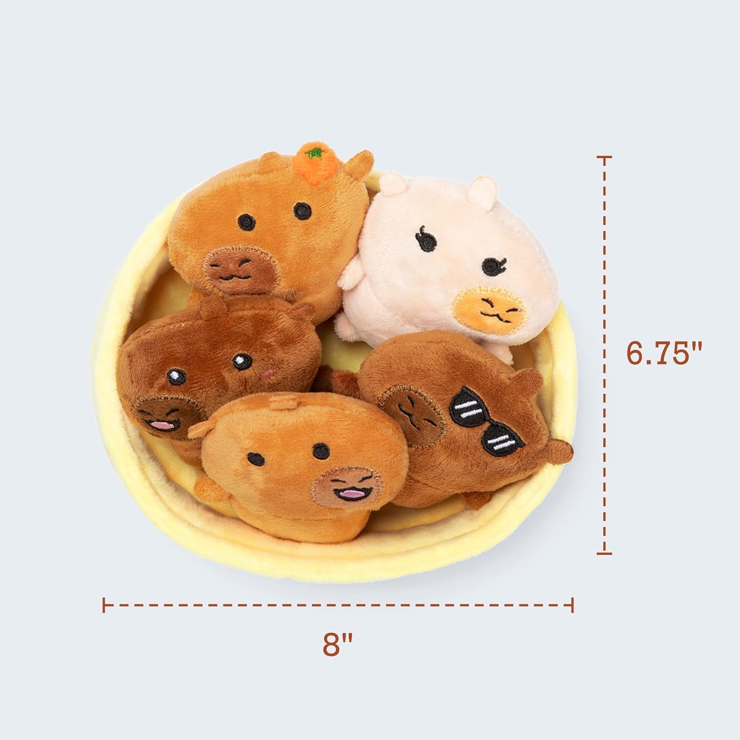 Relatable Emotional Support Capybaras - Cuddly Plush Toy Set with 5 Capybaras & Carrying Basket