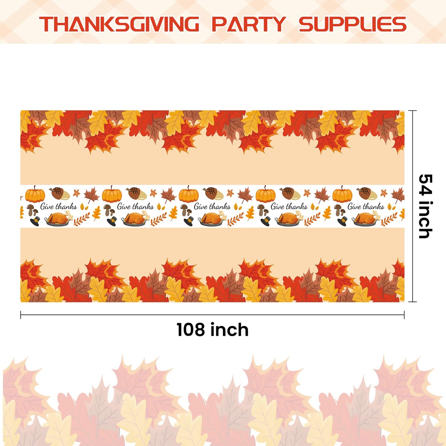 Childom 152Pcs Thanksgiving Plates and Cups,Disposable Thanks Giving Dinnerware Set,Thanksgiving Decorations,Thanks Giving Party Supplies,Give Thanks Tablecloth Plates Cups Forks Knives Spoon,Serve 30