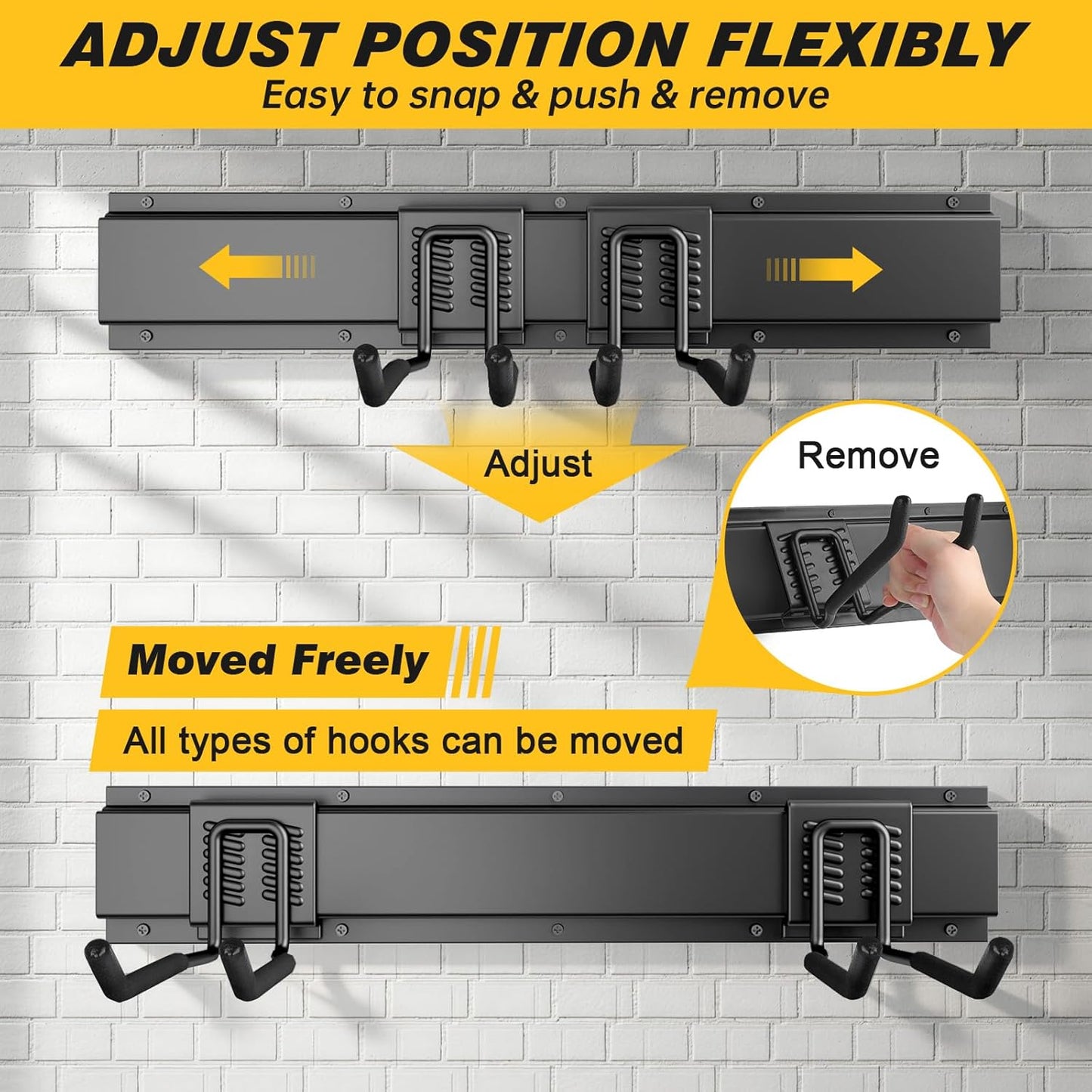 UUP Garage Storage Organizer - 32 Inches Wall-Mounted Tool Rack with Adjustable Metal Hooks | Heavy Duty, Max 300lbs Capacity