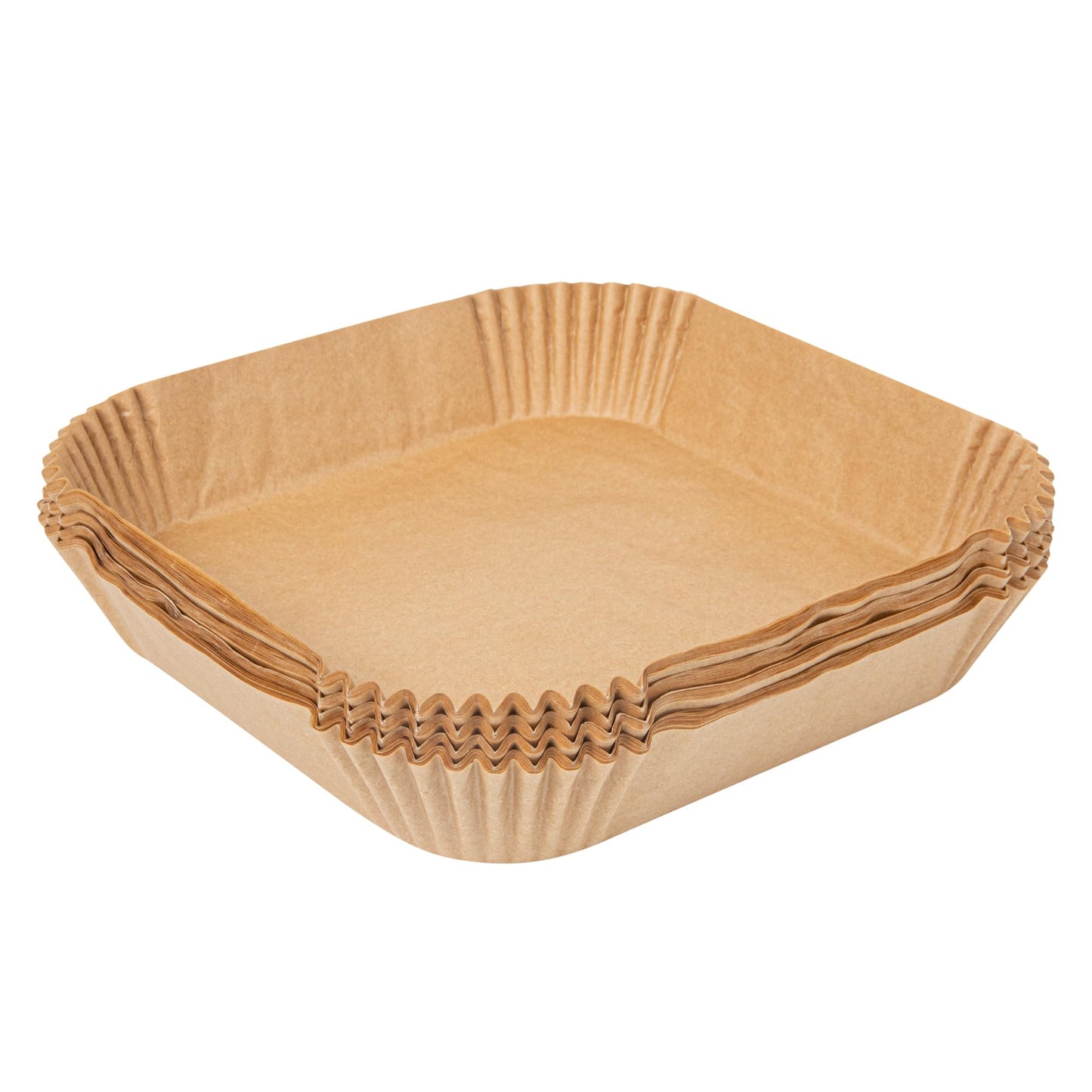 Restaurantware-Pastry Tek 8.1 x 8.1 x 1.8 Inch Air Fryer Liners, 100 Square Air Fryer Baskets - No-Stick Silicone Coating, Unbleached, Food-Grade Paper Liners, For Steamer, Microwave, Oven, Fry Pan