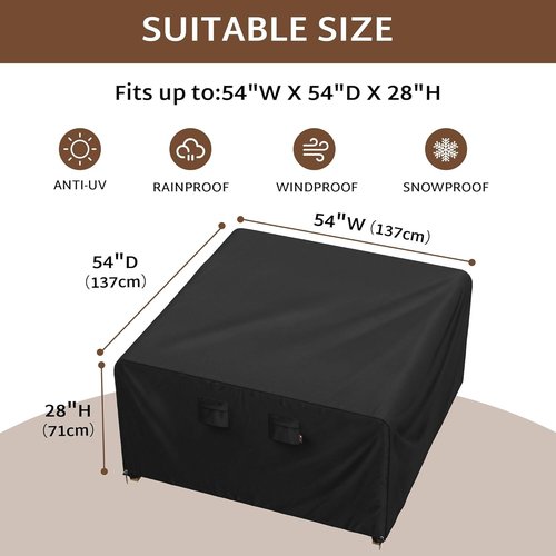 iBirdie Outdoor Patio Furniture Set Cover - Waterproof Heavy Duty 600D | Fits 54 x 54 Inch Square Tables