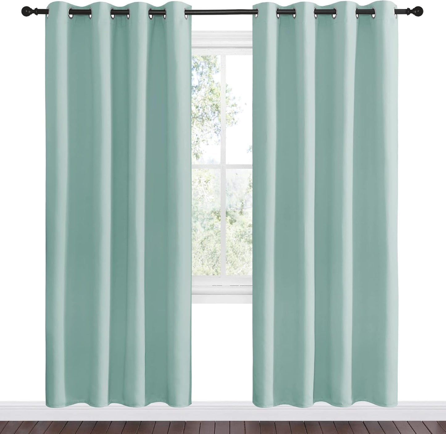NICETOWN Aqua Blue Blackout Curtains - Sound Reducing & Heat Blocking | 55" Wide x 78" Long, 2 Panels