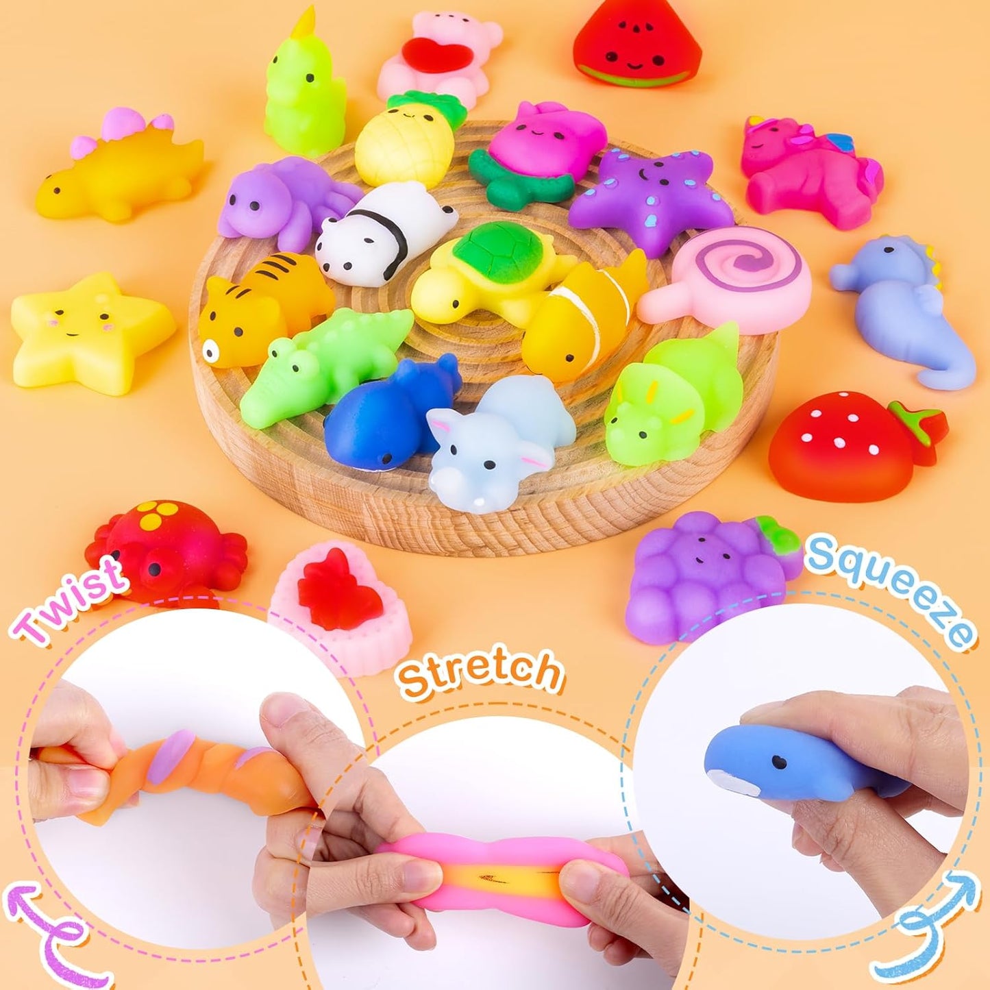 VISCOO 40 Pack Squishy Toys - Kawaii Mochi Party Favors for Kids | Easter Basket Stuffers & Classroom Prizes