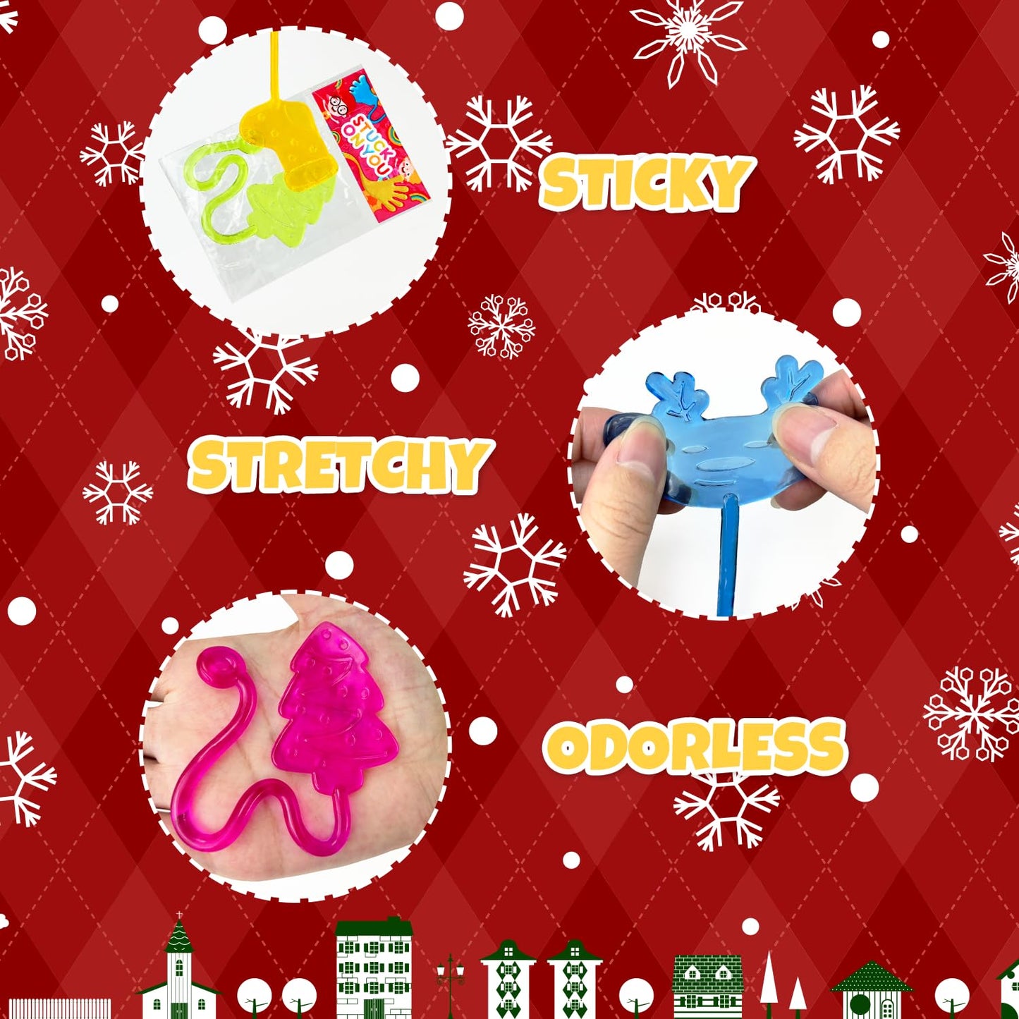 Christmas Sticky Hands Party Favors for Kids 20-100 PCS, Xmas Toys Gifts Goody Bag Stocking Stuffers for Toddlers, Christmas Pinata Non Candy Treat Bag Filler, Holiday School Prize Trinket for Student