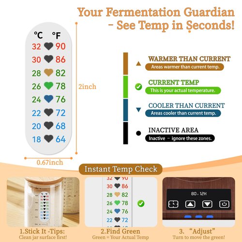 JawJuly Sourdough Starter Warmer (70-100°F), 1°F Adjustable Sourdough Warming Mat, Waterproof Thermometer Strip, 24H Timer & Auto Shutoff, Safe for Home Bakers & Beginners (US Plug) - Wood Grain
