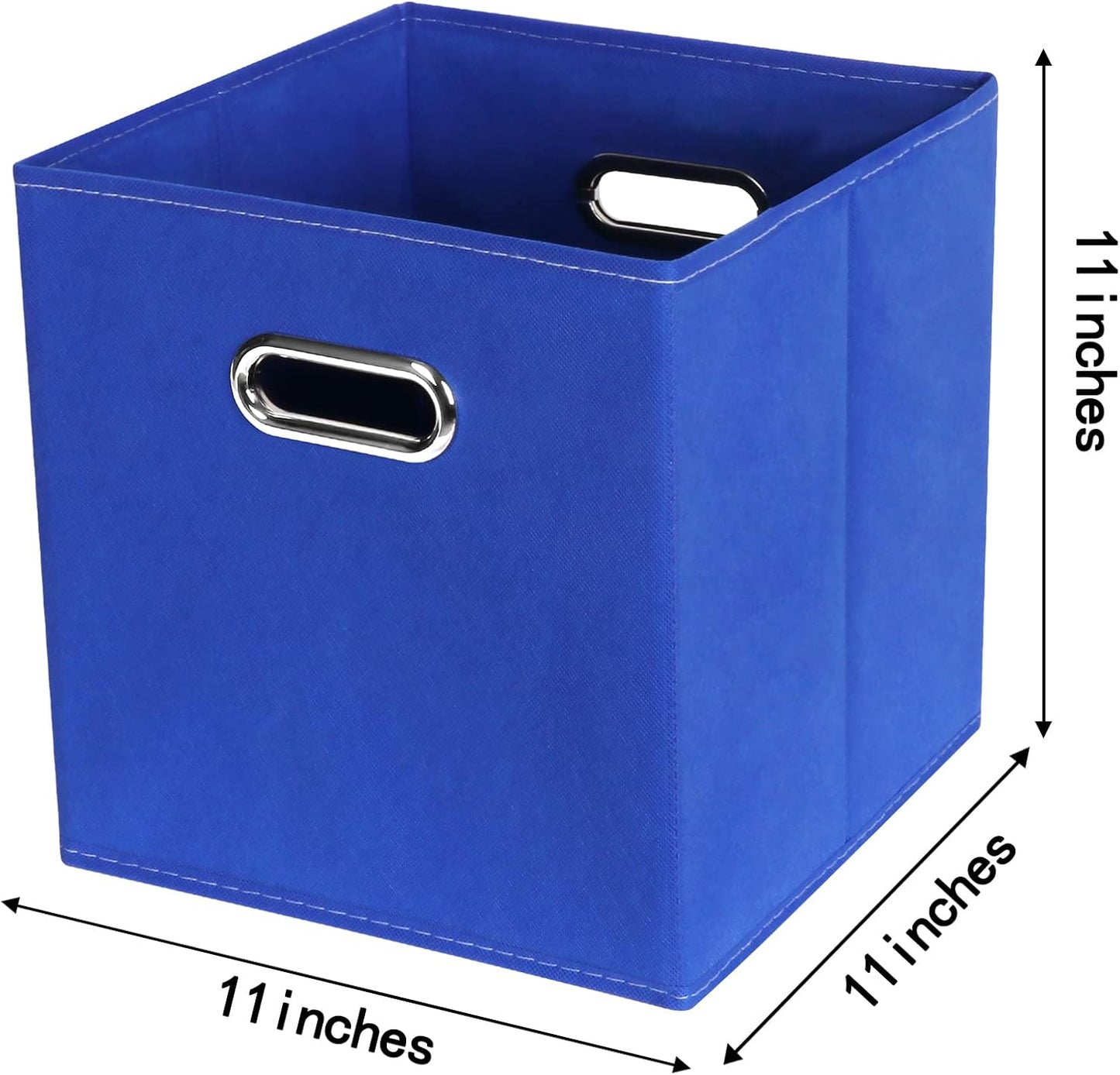 Skiennix Fabric Cube Storage Bins - Foldable Organizer with Dual Handles | Set of 6 - Dark Blue