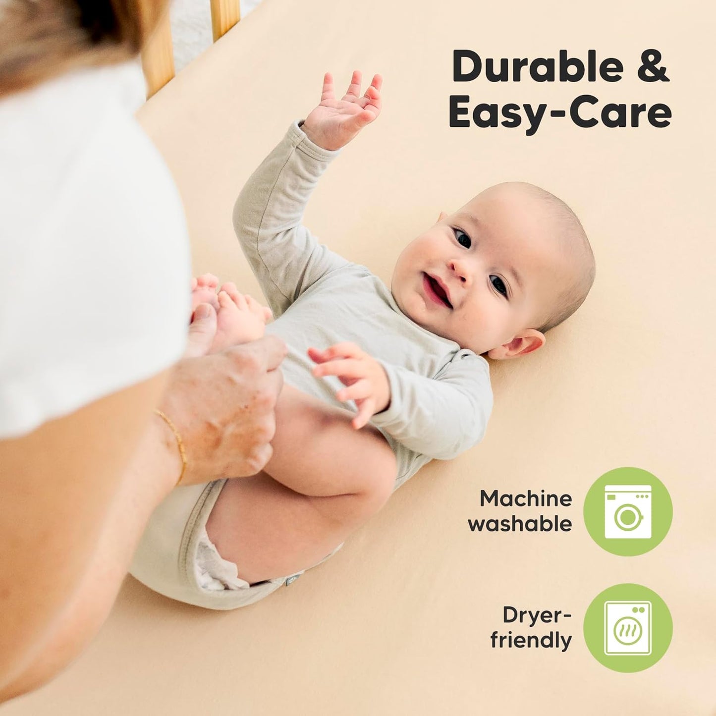 KeaBabies Organic Crib Sheets - 2-Pack Fitted Jersey Cotton Covers for Baby Beds | Soft & Breathable (Pecan)