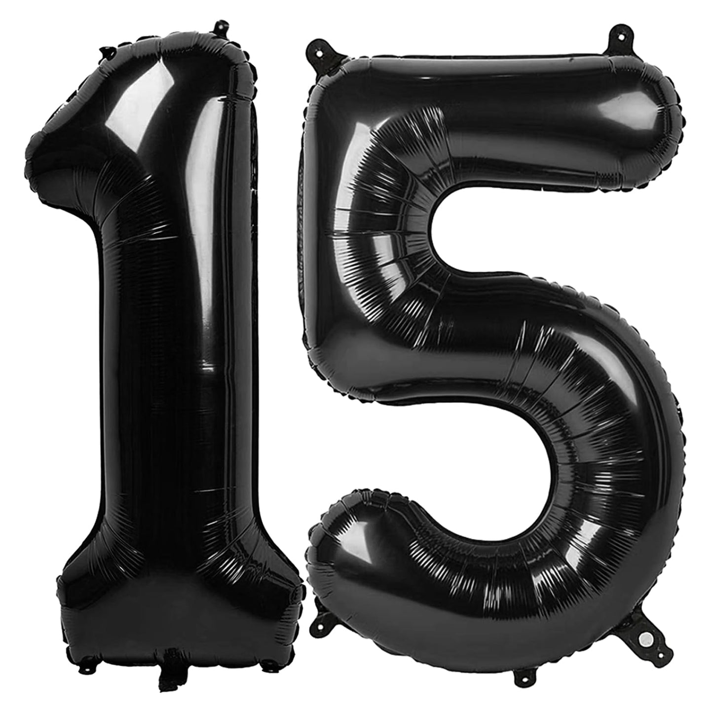 Black Number 15 Balloon 40 inch, 15 Number Balloons, 15th Black Birthday Decorations, 15 Year Old Girls Boys Party Supplies