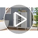 Mufico Bathroom Floor Storage Cabinet 23.63L x 11.8W x 43.3H Inch Farmhouse Style White